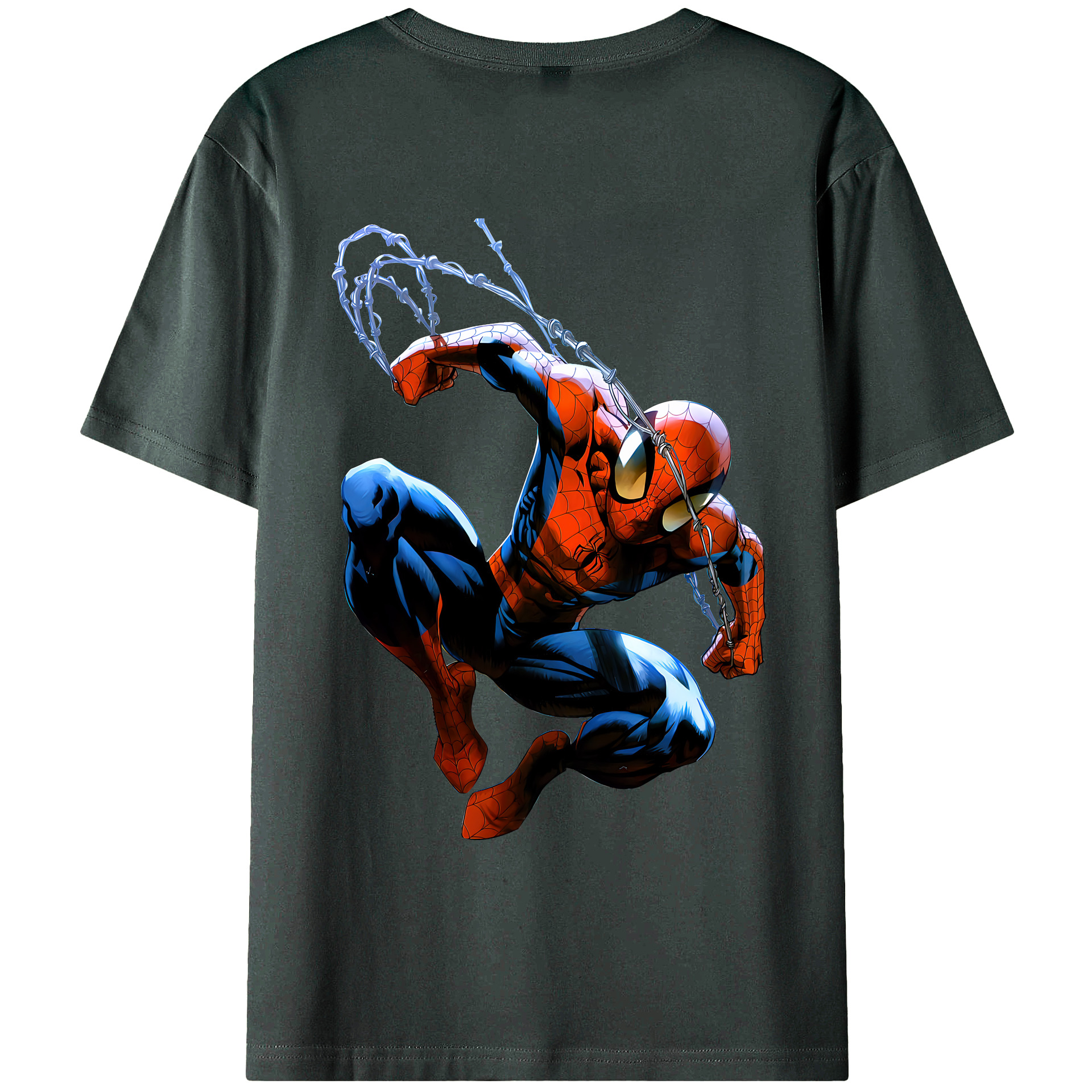 （画像用） Spider Man スパイダーマン 綿100％ メンズ半袖Tシャツ（バックプリント） 通気性